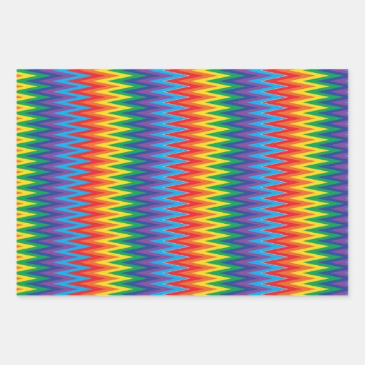 Feuille De Papier Cadeau Motif Rainbow Zigzag (Devant)