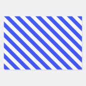 Feuille De Papier Cadeau Motif rayé bleu royal élégant brillant (Devant 3)