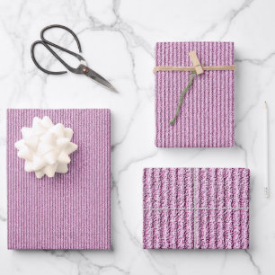 Feuille De Papier Cadeau Motif rayé corduroy rose décontracté