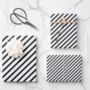 Feuille De Papier Cadeau Motif rayures noir et blanc