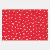 Feuille De Papier Cadeau Motif Red Gold Love Hearts (Devant)
