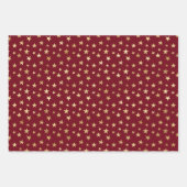 Feuille De Papier Cadeau Motif Red Gold Stars (Devant 3)