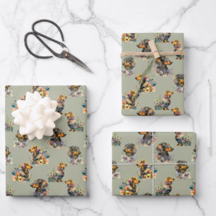 Feuille De Papier Cadeau Motif répétitif avec mignon Dachshunds Chien de co