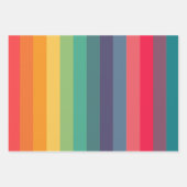 Feuille De Papier Cadeau Motif rétro à rayures colorées (Devant)