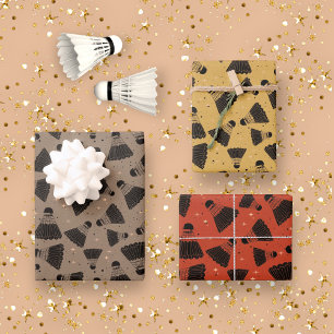 Feuille De Papier Cadeau Motif rétro Badminton Shuttlecock