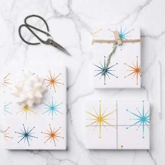 Feuille De Papier Cadeau Motif rétro de Starburst atomique Choisissez vos c