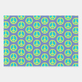 Feuille De Papier Cadeau Motif rétro hippie de paix en bleu (Devant 2)