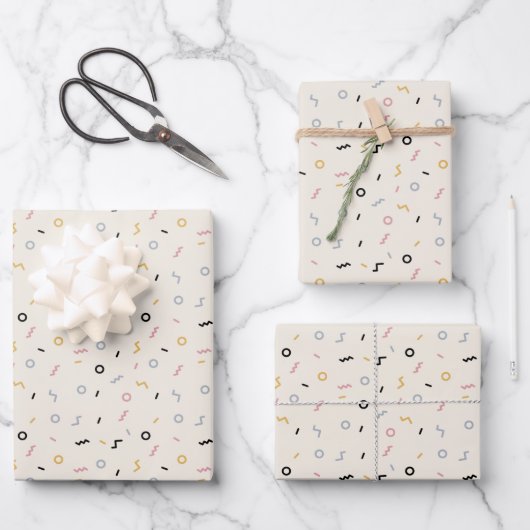 Feuille De Papier Cadeau Motif Retro Squiggle (Recto)