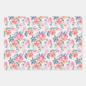 Feuille De Papier Cadeau Motif rose et Turquoise (Devant 3)
