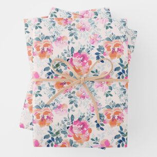 Feuille De Papier Cadeau Motif rose et Turquoise