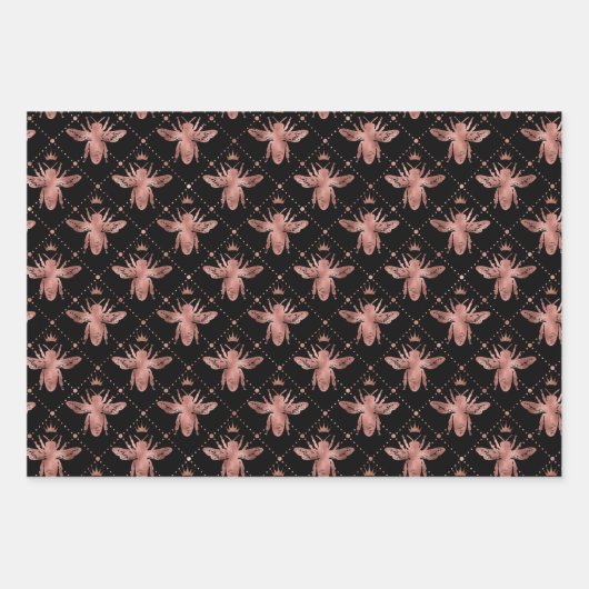 Feuille De Papier Cadeau Motif rose Gold Bee (Devant 2)