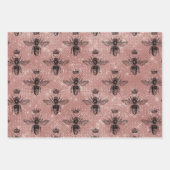 Feuille De Papier Cadeau Motif rose Gold Bee (Devant)