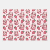 Feuille De Papier Cadeau Motif rose mou à la fraise (Devant)