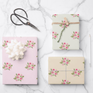 Feuille De Papier Cadeau Motif Rose peint