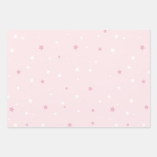 Feuille De Papier Cadeau Motif Rose White Stars