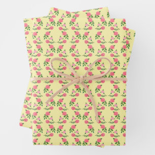 Feuille De Papier Cadeau Motif Roses Thé Mignon Floral Féminin Douce
