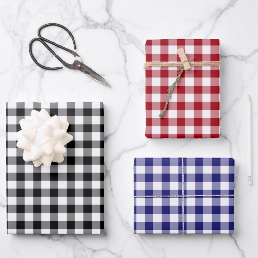 Feuille De Papier Cadeau Motif Rustic En vichy Checks (Recto)