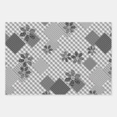 Feuille De Papier Cadeau Motif rustique en patchwork noir et blanc rétro (Devant 2)