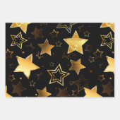 Feuille De Papier Cadeau Motif sans couture avec étoiles d'or (Devant 3)