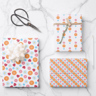 Feuille De Papier Cadeau Motif sans couture de boutons lumineux pour coutur