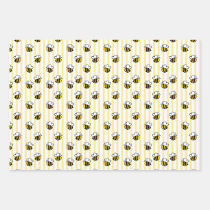Feuille De Papier Cadeau Motif sans couture de jolie abeille
