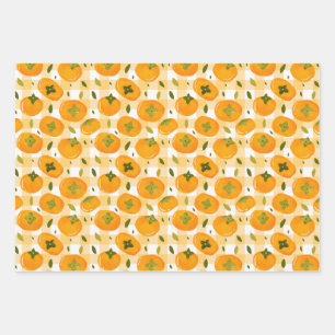 Feuille De Papier Cadeau Motif sans couture de kakis dessinés à la main mig