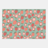 Feuille De Papier Cadeau Motif sans fil de fraise rouge (Devant)
