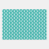 Feuille De Papier Cadeau Motif Seahorse turquoise (Devant)