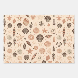 Feuille De Papier Cadeau Motif Seashell