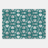 Feuille De Papier Cadeau Motif Shell Art Déco Turquoise et argenté (Devant 2)
