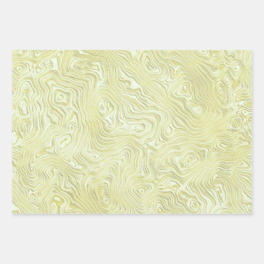 Feuille De Papier Cadeau Motif Silky Faux Moire en Jaune Chatoyant (Devant 3)