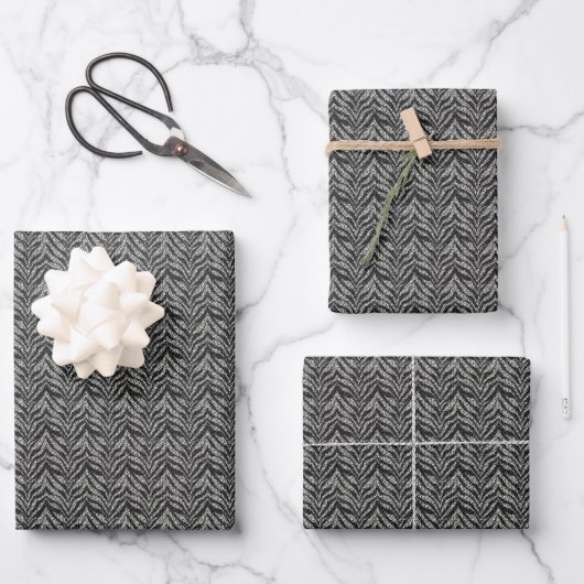 Feuille De Papier Cadeau Motif Silver Grey Zebra Stripes (Recto)