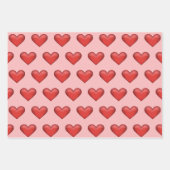 Feuille De Papier Cadeau Motif simple de coeur rouge sur Arrière - plan ros (Devant 3)