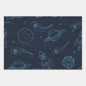 Feuille De Papier Cadeau Motif spatial (Devant 3)