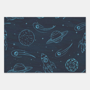 Feuille De Papier Cadeau Motif spatial