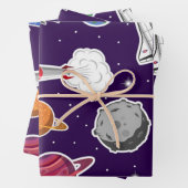 Feuille De Papier Cadeau Motif spatial (En situation)