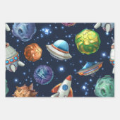 Feuille De Papier Cadeau Motif spatial (Devant)