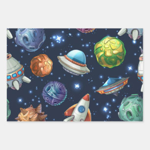 Feuille De Papier Cadeau Motif spatial