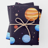 Feuille De Papier Cadeau Motif spatial (En situation)