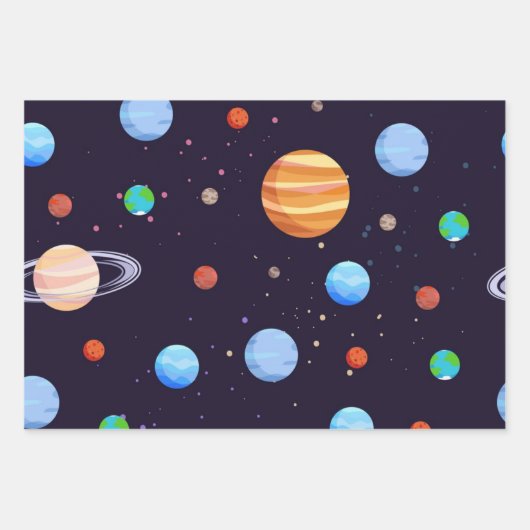 Feuille De Papier Cadeau Motif spatial (Devant)