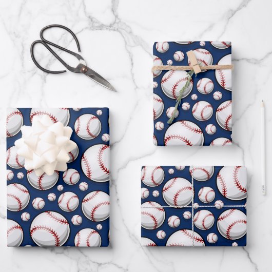 Feuille De Papier Cadeau Motif sportif de baseball (Recto)