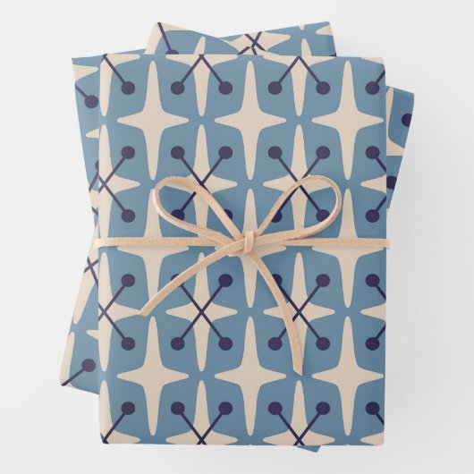 Feuille De Papier Cadeau Motif Starburst moderne du milieu du siècle (En situation)