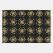 Feuille De Papier Cadeau Motif Starburst Noir et Or (Devant 2)