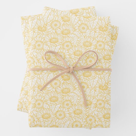 Feuille De Papier Cadeau Motif Sunny Sunflower (En situation)