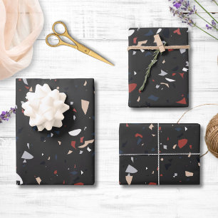 Feuille De Papier Cadeau Motif Terrazzo Abstrait Moderne du Milieu du Siècl