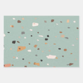 Feuille De Papier Cadeau Motif Terrazzo vert Sage (Devant 3)