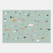 Feuille De Papier Cadeau Motif Terrazzo vert Sage (Devant 2)
