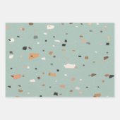Feuille De Papier Cadeau Motif Terrazzo vert Sage (Devant)
