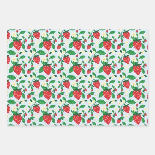 Feuille De Papier Cadeau Motif tout-en-un pour fraise Botanique (Devant 3)