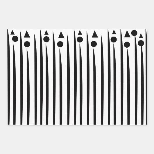 Feuille De Papier Cadeau Motif triangle cercle noir et blanc (Devant 2)